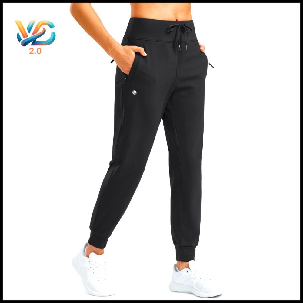 Fleece Lined Joggers High Waisted Water Resistant Hiking Pants Thermal